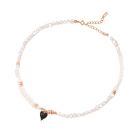 Black heart pearl necklace (silver) Jewellery Morandi Homeware 18k gold