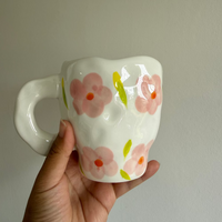 Handmade clay mug - Pink Petal Mugs Morandi Homeware