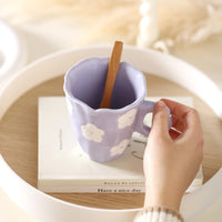 Handmade clay mug - Purple petals Mugs Morandi Homeware