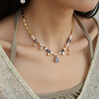 Old money crystal necklace - blue Jewellery Morandi Homeware