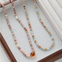 Pink marble crystal necklace Jewellery Morandi Homeware