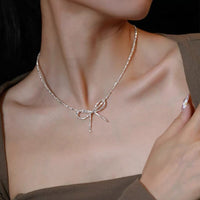 Silver bow necklace Jewellery Morandi Homeware