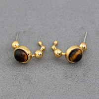 Tiger eye gem J-hoops Jewellery Morandi Homeware