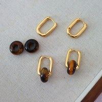 Tiger eye square hoops Jewellery Morandi Homeware