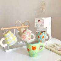 Handmade Clay Mug - Green Tulip Mugs Morandi Homeware