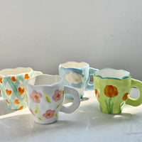 Handmade Clay Mug - Green Tulip Mugs Morandi Homeware