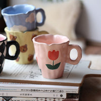 Handmade Clay Mug - Pink tulip Mugs Morandi Homeware