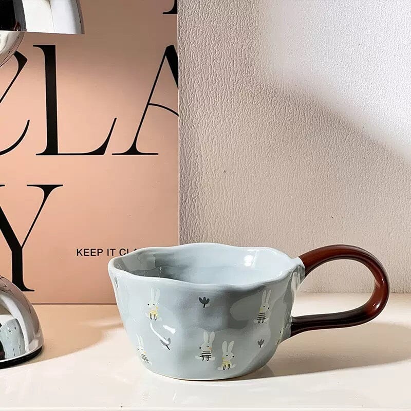 Handmade Clay Mug - Bunny’s Secret Blue Mugs Morandi Homeware 