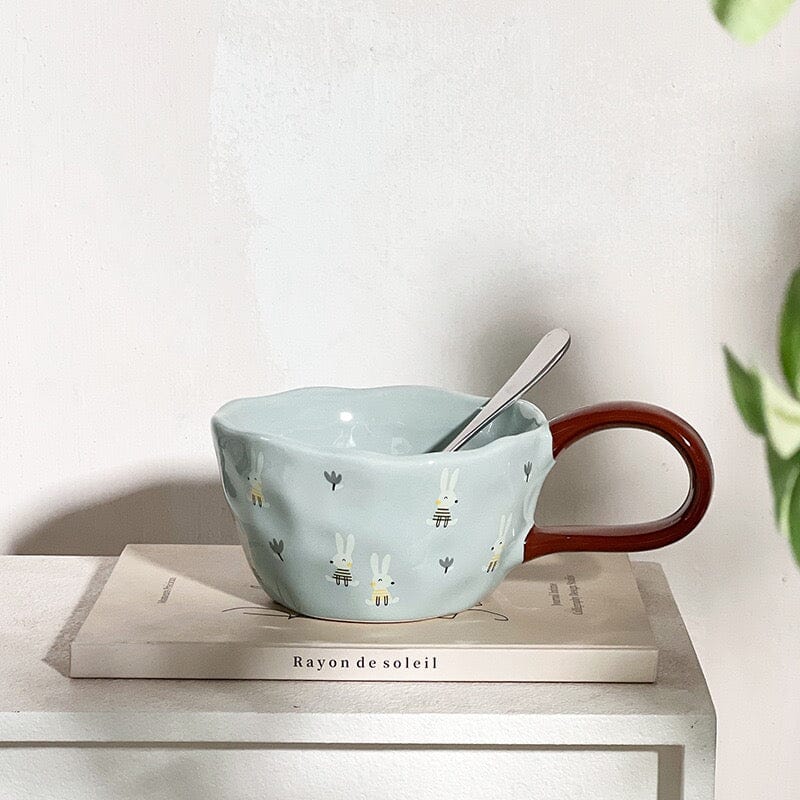 Handmade Clay Mug - Bunny’s Secret Blue Mugs Morandi Homeware 