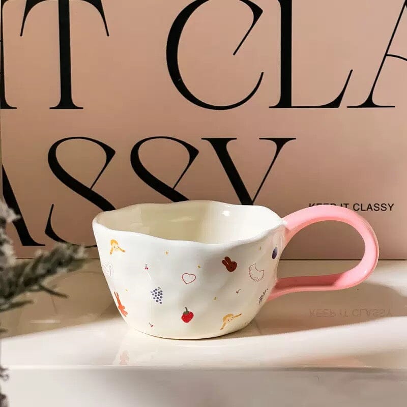 Handmade Clay Mug - Bunny’s Secret Pink Mugs Morandi Homeware 