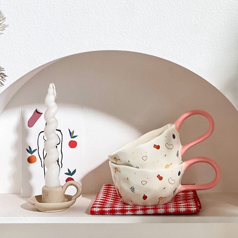 Handmade Clay Mug - Bunny’s Secret Pink Mugs Morandi Homeware 