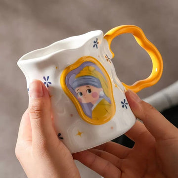 Handmade Clay Mug - Girl with a Pearl Earring Mugs Morandi Homeware 
