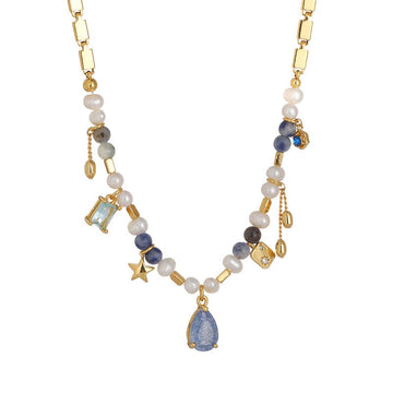 Old money crystal necklace - blue Jewellery Morandi Homeware 