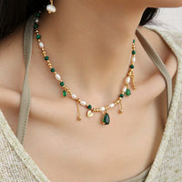 Old money crystal necklace - green Jewellery Morandi Homeware 