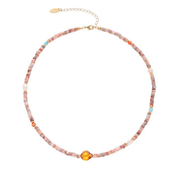 Pink marble crystal necklace Jewellery Morandi Homeware 