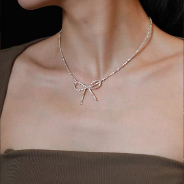 Silver bow necklace Jewellery Morandi Homeware 
