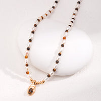 Tiger eye pearl necklace (silver) Jewellery Morandi Homeware 