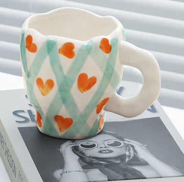 Handmade Clay Mug - Love Heart Mugs Morandi Homeware 