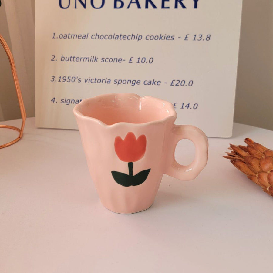 Handmade Clay Mug - Pink tulip Mugs Morandi Homeware 