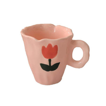 Handmade Clay Mug - Pink tulip Mugs Morandi Homeware 