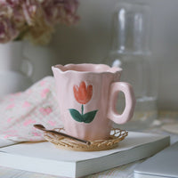 Handmade Clay Mug - Pink tulip Mugs Morandi Homeware 