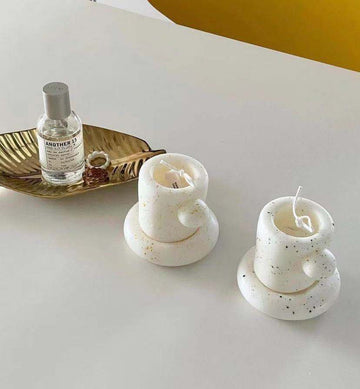 *PRE-ORDER* Cup Candle - White with black dots. ETA: 15th Feb Candles Morandi Homeware 